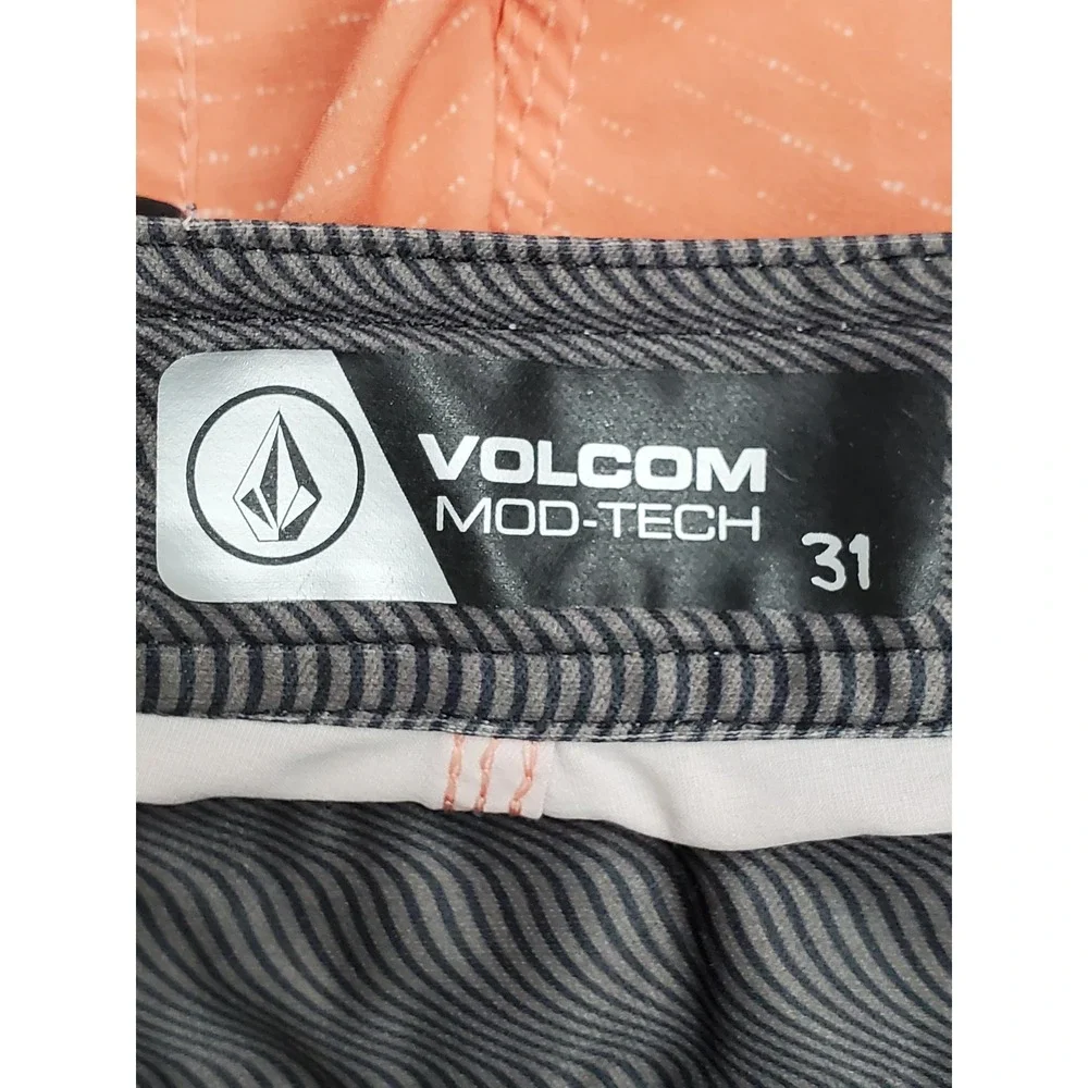 Volcom Men Swimwear 31 Orange Colorblock MOD-TECH Boardshort Zipper 9